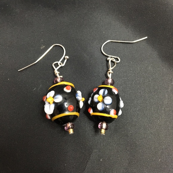 Handmade Glass Bead Earrings - Picture 2 of 6